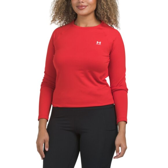 UNDER ARMOUR Red Fleece Lined Authentics Crew Top - Picture 1 of 2